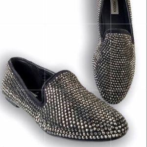 Steve Madden Black Studded Flats Concord Loafers